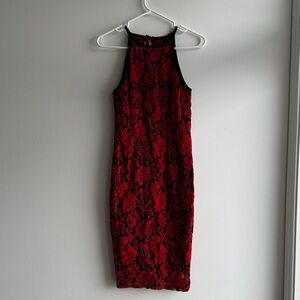 Paper Dolls Elegant Red and Black Lace Dress